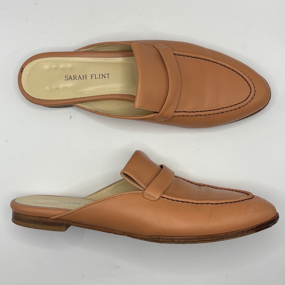 Sarah Flint Alysia Leather Slip-On Loafer Mules size 7.5